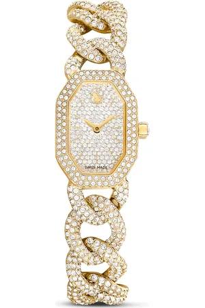 Swarovski Zegarek Dextera Chain, Swiss Made, Bransoleta z kryształami, W odcieniu złota, Powłoka w odcieniu złota