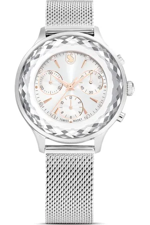 Swarovski Zegarek Nova Chrono, Swiss Made, Metalowa bransoleta, W odcieniu srebra, Stal szlachetna