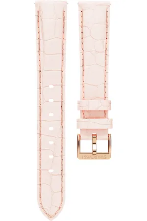 Swarovski Pasek do zegarka, Szerokość 16 mm (0,63 cala), Skórzany z przeszyciami, , Powłoka w odcieniu różowego złota