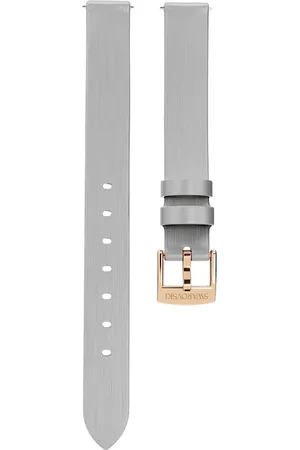 Swarovski Pasek do zegarka, 12 mm (0,47") szerokości, Skórzany, W odcieniu srebra, Powłoka w odcieniu różowego złota