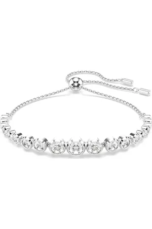 Swarovski Bransoletka Tennis Imber, Szlify okrągłe mieszane, Biała, Powłoka z rodu