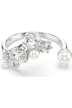 Swarovski Otwarty pierścionek Constella, Kryształowa perła, Szlify okrągłe, , Powłoka z rodu