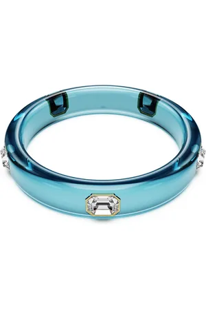 Swarovski Bransoletka typu bangle Dulcis, Szlif ośmiokątny, Niebieska, Powłoka w odcieniu złota
