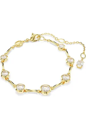 Swarovski Bransoletka Tennis Imber, Szlify okrągłe mieszane, Biała, Powłoka w odcieniu złota