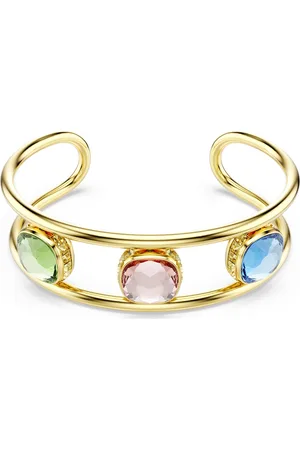 Swarovski Bransoletka typu mankiet Chroma, Szlif poduszkowy, Różnokolorowa, Powłoka w odcieniu złota