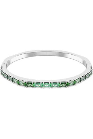 Swarovski Bransoletka typu bangle Matrix, Szlif schodkowy typu baguette, Kształt ośmiokątny, Zielona, Powłoka z rodu