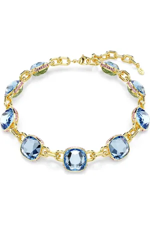 Swarovski Naszyjnik Tennis Chroma, Szlif poduszkowy, Różnokolorowy, Powłoka w odcieniu złota