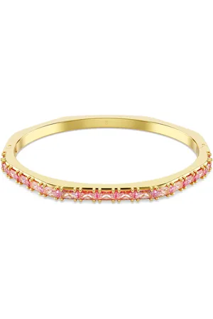 Swarovski Bransoletka typu bangle Matrix, Szlif schodkowy typu baguette, Kształt ośmiokątny, Różowa, Powłoka w odcieniu złota