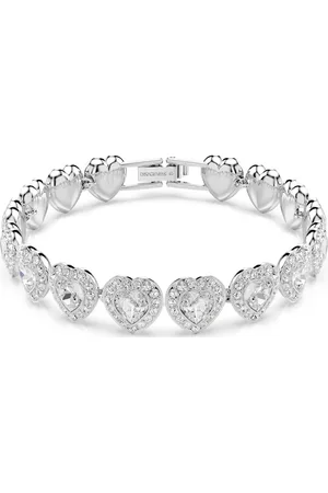 Swarovski Bransoletka Tennis Ariana Grande x , Szlify różnorodne, Serce, Biała, Powłoka z rodu