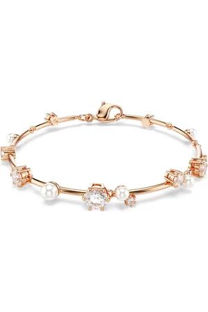 Swarovski Bransoletka Tennis Constella, Kryształowa perła, Szlify okrągłe, Biała, Powłoka w odcieniu różowego złota