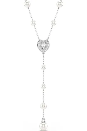 Swarovski Naszyjnik Y Ariana Grande x , Szlify różnorodne, Kryształowa perła, Serce, , Powłoka z rodu