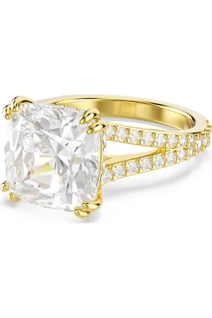 Swarovski Pierścionek koktajlowy Stilla, Szlif kwadratowy, Oprawa brukowa, , Powłoka w odcieniu złota