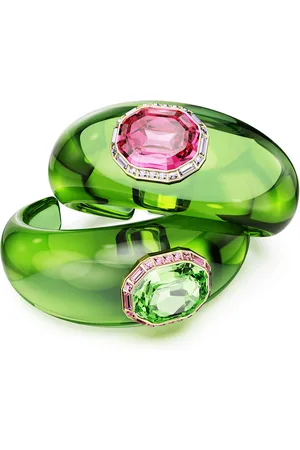 Swarovski Bransoletka typu mankiet Dulcis, Set (2), Szlif ośmiokątny, Oprawa brukowa, Różnokolorowa, Powłoka w odcieniu złota
