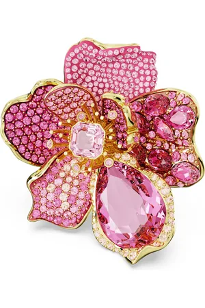Swarovski Pierścionek koktajlowy Idyllia, Oprawa brukowa, Kwiat, , Powłoka w odcieniu złota