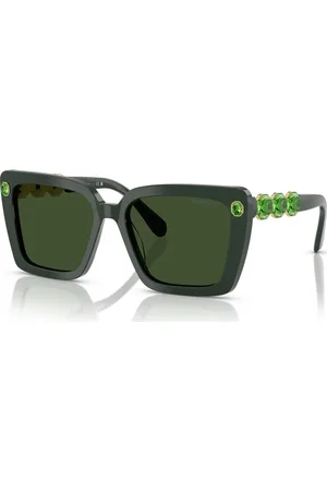Swarovski Okulary przeciwsłoneczne, Kształt kwadratowy, SK6032, Zielone