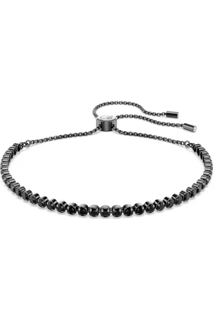 Swarovski Bransoletka Tennis, Szlify okrągłe mieszane, Czarna, Powłoka z rutenu