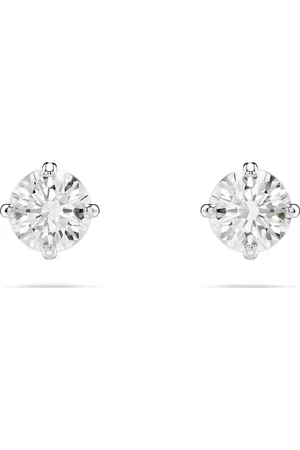 Swarovski Kolczyki zapinane na sztyft Attract, Szlif okrągły, Białe, Powłoka z rodu