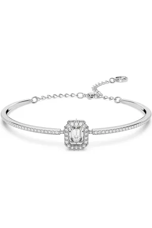 Swarovski Bransoletka typu bangle Millenia, Szlif ośmiokątny, Oprawa brukowa, Biała, Powłoka z rodu