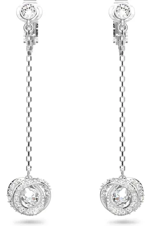 Swarovski Klipsy Generation, Długie, Białe, Powłoka z rodu