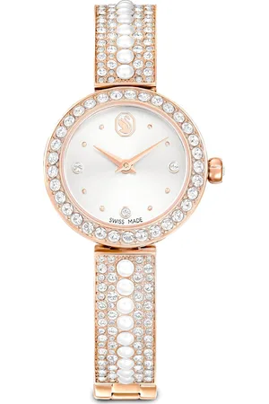 Swarovski Zegarek z bransoletą typu bangle Matrix Pearl, Swiss Made, Bransoleta z kryształami, Powłoka w odcieniu różowego złota