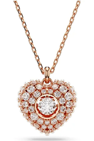 Swarovski Wisiorek Hyperbola, Kryształowa Perła, Serce, , Powłoka w odcieniu różowego złota