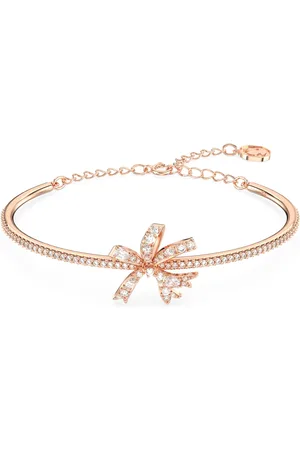 Swarovski Bransoletka typu bangle Volta, Kokarda, Biała, Powłoka w odcieniu różowego złota