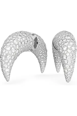Swarovski Kolczyki zapinane na sztyft Sublima, Księżyc, Duże, Białe, Powłoka z rodu