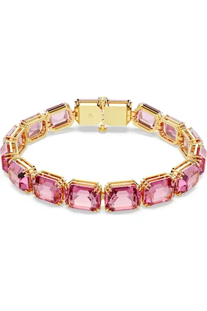 Swarovski Bransoletka Tennis Millenia, Szlif ośmiokątny, Różowa, Powłoka w odcieniu złota