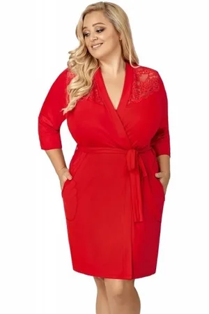 DONNA Szlafrok damski Size Plus Tess czerwony