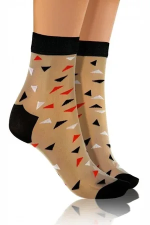 Sesto Senso Skarpetki damskie Fashion Nylon trójkąty beż/czarny
