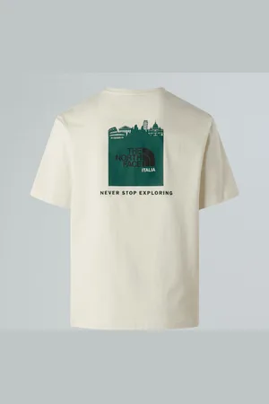 The North Face Luźny T-shirt Unisex Nse Italy White Dune-evergreen