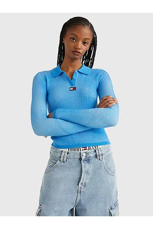 Tommy Hilfiger Prążkowany sweter z kołnierzykiem polo