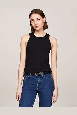 Tommy Hilfiger Prążkowany top bez rękawów o wąskim kroju