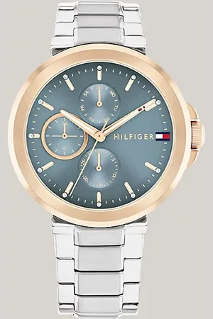 Tommy Hilfiger Stalowy zegarek z niebieską tarczą
