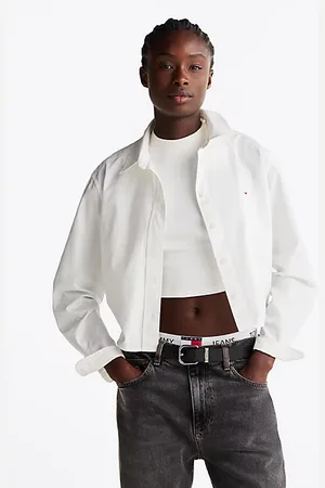 Tommy Hilfiger Luźna popelinowa koszula o skróconym kroju