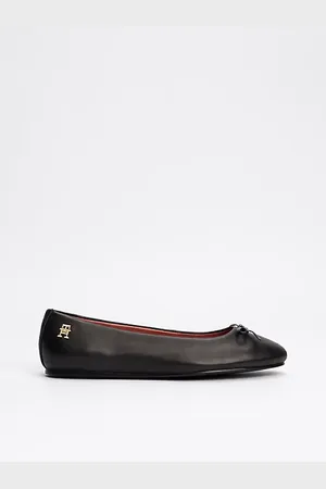 Tommy Hilfiger Skórzane baleriny z kokardką i monogramem TH