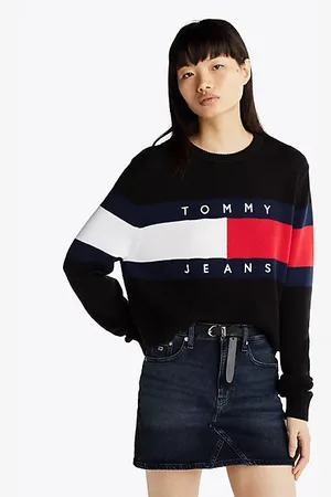 Tommy Hilfiger Sweter o luźnym kroju z flagą