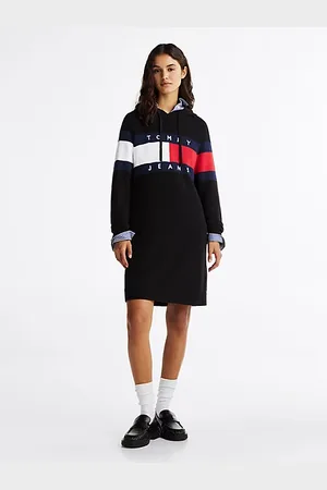 Tommy Hilfiger Luźna dzianinowa sukienka mini z kapturem