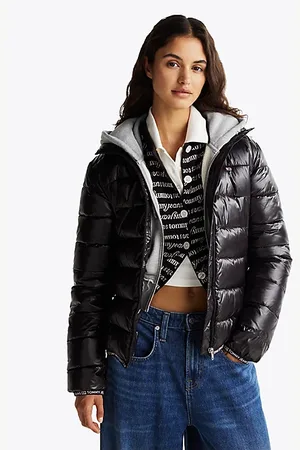 Tommy Hilfiger Puchowa kurtka z błyszczącym wykończeniem