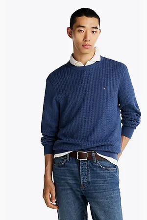Tommy Hilfiger Sweter z okrągłym dekoltem o splocie w jodełkę