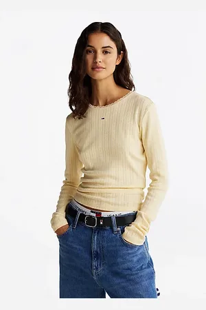 Tommy Hilfiger Ażurowy T-shirt z długim rękawem