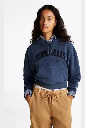 Tommy Hilfiger Farbowana bluza o skróconym pudełkowym kroju