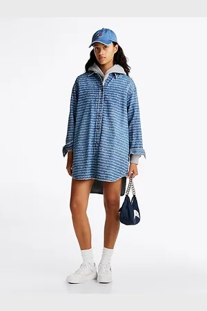 Tommy Hilfiger Luźna denimowa sukienka koszulowa mini
