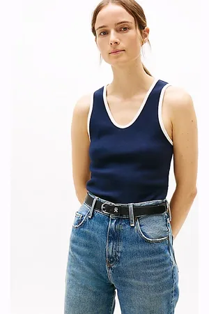 Tommy Hilfiger Top bez rękawów z kontrastowym wykończeniem
