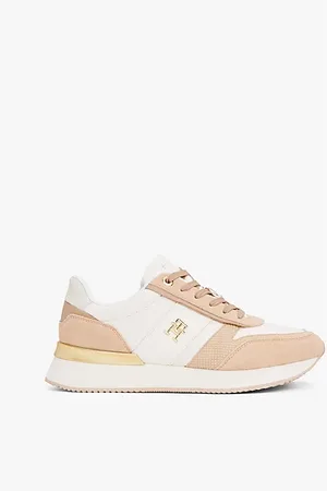 Tommy Hilfiger Metaliczne buty sportowe ze skórzanymi wstawkami