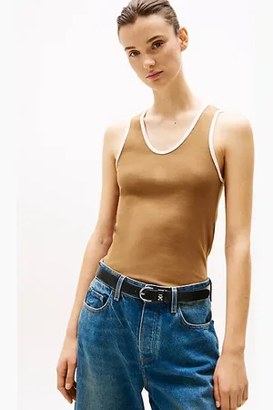 Tommy Hilfiger Top bez rękawów z kontrastowym wykończeniem