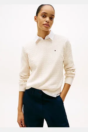 Tommy Hilfiger Sweter o cienkim splocie warkoczowym