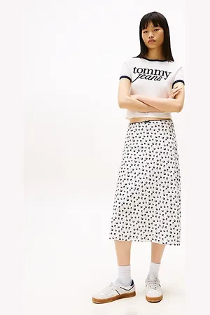Tommy Hilfiger Spódnica midi z ozdobnym wykończeniem