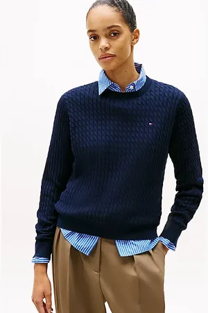 Tommy Hilfiger Sweter o cienkim splocie warkoczowym