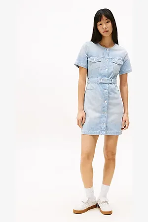 Tommy Hilfiger Jeansowa sukienka mini z guzikami